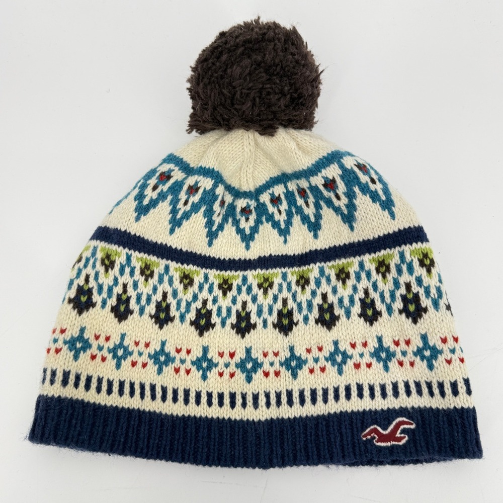 Hollister Y2K 2000s Wool Blend‎ Fair Isle Beanie